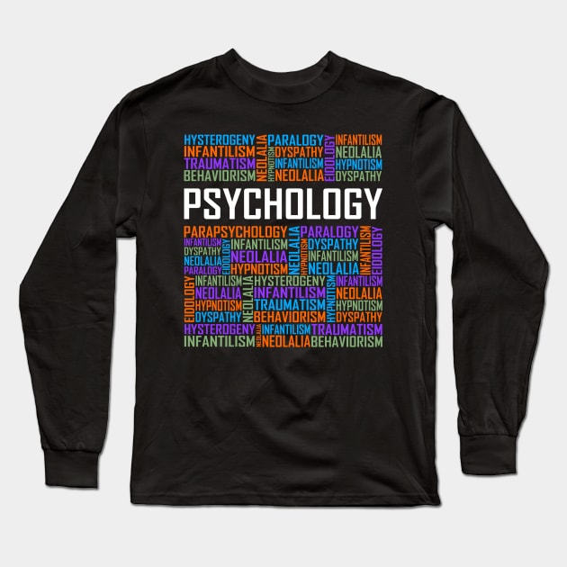 Psychology Words Long Sleeve T-Shirt by LetsBeginDesigns